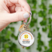 Persoonlijk geschenk voor softbalspeler op Orange Sleutelhanger (Hand)