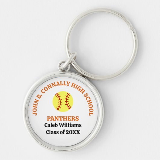 Persoonlijk geschenk voor softbalspeler op Orange Sleutelhanger (Voorkant)