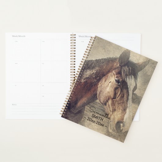 Persoonlijk geschilderd bruin paard planner (Display)