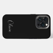 Persoonlijk gestileerd script naam monogram zwart iPhone hoesje (Achterkant horizontaal)