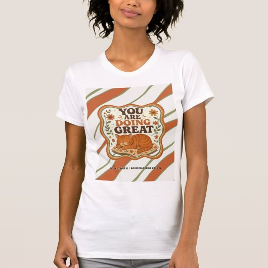 Persoonlijk gestreepte oranje kat middelbare schoo t-shirt (Voorkant)