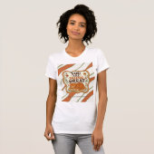 Persoonlijk gestreepte oranje kat middelbare schoo t-shirt (Voorkant volledig)