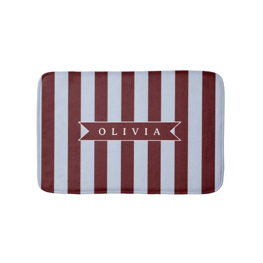 Persoonlijk gestreepte preppy bruin blauwe cabana badmat (Voorkant)