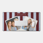 Persoonlijk gestreepte Preppy bruin blauwe cabana  Bureaumat (Keyboard & Muis)