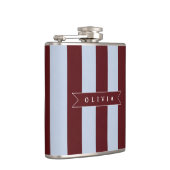 Persoonlijk gestreepte preppy bruin blauwe cabana heupfles (Rechts)