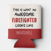 Persoonlijk geweldige brandweerman grappige brandw blikjeskoeler (Achterkant)