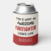 Persoonlijk geweldige brandweerman grappige brandw blikjeskoeler (Blikje Achterkant)