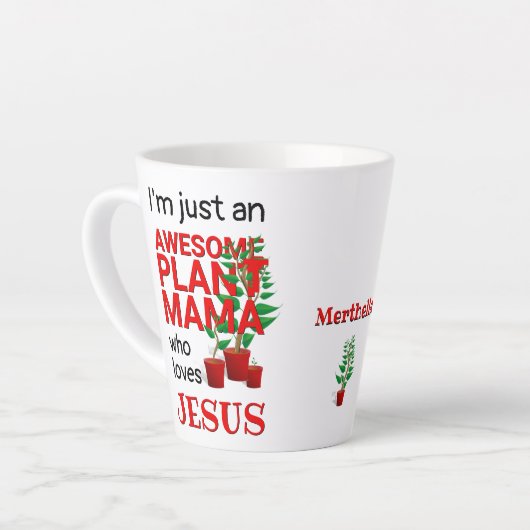 Persoonlijk GEWELDIGE PLANT MAMA LOVES JESUS Latte Mok (Linkerhoek)