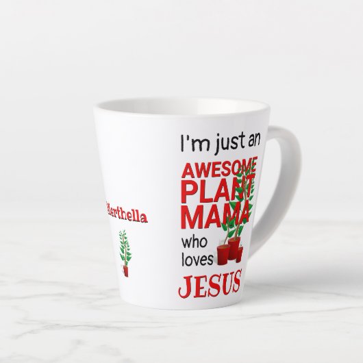 Persoonlijk GEWELDIGE PLANT MAMA LOVES JESUS Latte Mok (Rechterhoek)