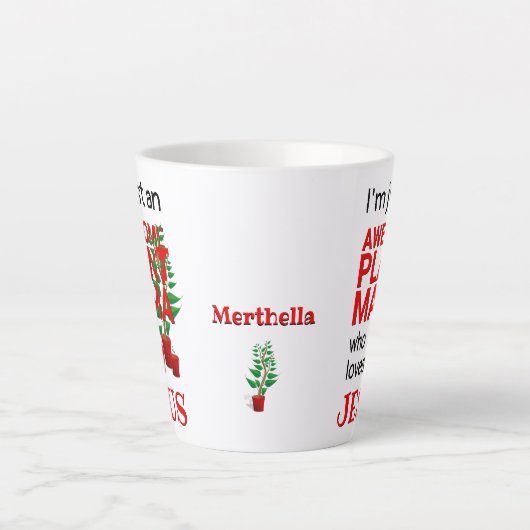 Persoonlijk GEWELDIGE PLANT MAMA LOVES JESUS Latte Mok (Voorkant)