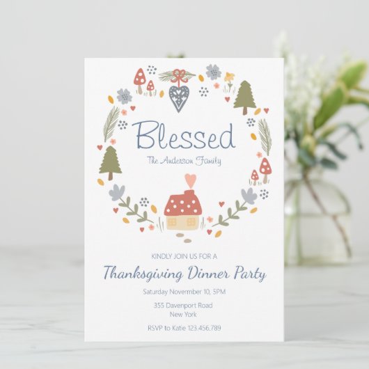Persoonlijk Gezegende Dankbare Dinnerparty Kaart (Staand voorkant)
