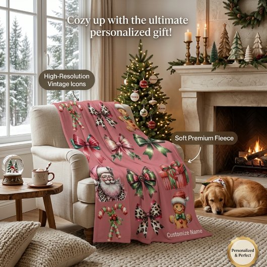 Persoonlijk gezellig kerstpatroon fleece deken