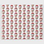 Persoonlijk gezicht Kerstman Hoed Cadeaupapier (Vlak)