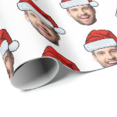 Persoonlijk gezicht Kerstman Hoed Cadeaupapier (Rol Hoek)