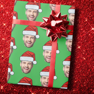 Persoonlijk gezicht Kerstman Hoed Groen Cadeaupapi Cadeaupapier