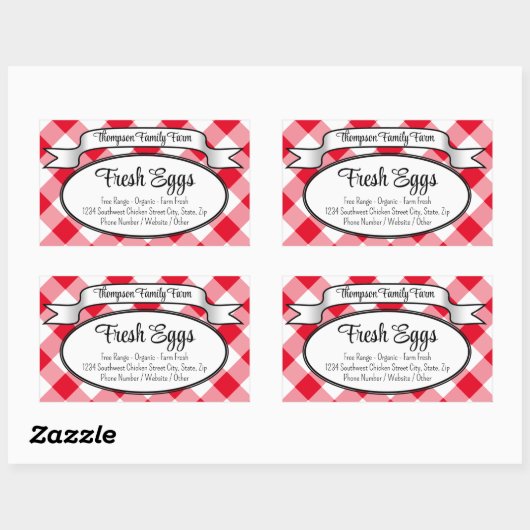 Persoonlijk Gingham Boerderij Eierdoos Label (Vel)