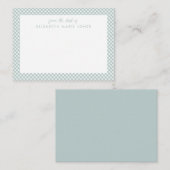 Persoonlijk Gingham Kinderen Groen Turkoois Geruit Notitiekaartje (Voorkant / Achterkant)