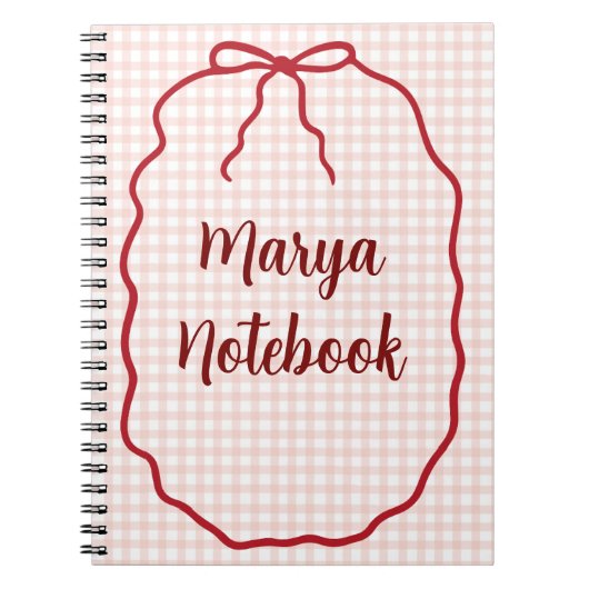 Persoonlijk Gingham Spiraal Notitieboek | Aangepas (Voorkant)