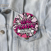 Persoonlijk GIRL POWER-stripboek Roze Ronde Button 4,0 Cm (In situ)