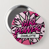 Persoonlijk GIRL POWER-stripboek Roze Ronde Button 4,0 Cm (Voorkant /achterkant)