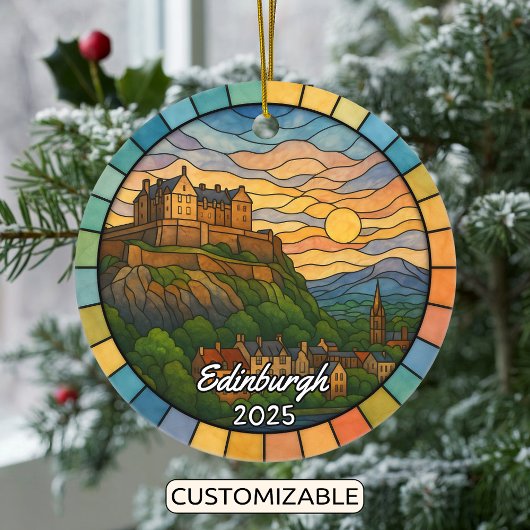 Persoonlijk glas-in-lood Edinburgh, Schotland Keramisch Ornament