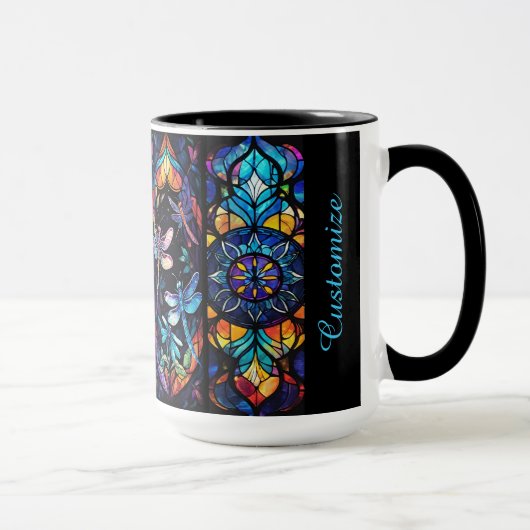 Persoonlijk glas-in-lood en libellen mok (Rechts)