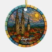Persoonlijk glas-in-lood Zagreb, Kroatië Keramisch Ornament (Voorkant)