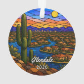 Persoonlijk Glendale, Arizona, Gebrandschilderd Gl Ornament (achterkant)