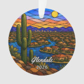 Persoonlijk Glendale, Arizona, Gebrandschilderd Gl Ornament (voorkant)