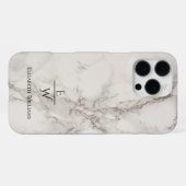 Persoonlijk glinsterend stoffig zwart en wit marme iPhone hoesje (Achterkant horizontaal)