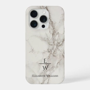 Persoonlijk glinsterend stoffig zwart en wit marme iPhone 15 pro case