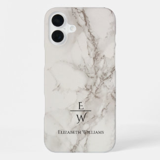 Persoonlijk glinsterend stoffig zwart en wit marme iPhone 16 plus hoesje