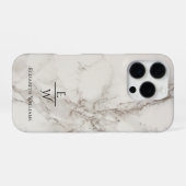 Persoonlijk glinsterend stoffig zwart en wit marme iPhone hoesje (Achterkant horizontaal)