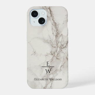 Persoonlijk glinsterende stoffige zwart-witte marm iPhone 15 case
