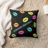 Persoonlijk Glowend Neon Lippen Kussen op Zwart (Deken)