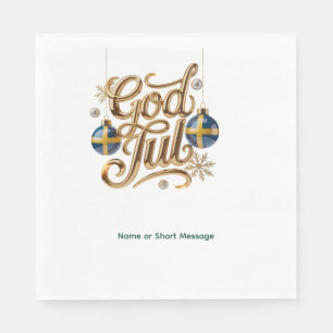 Persoonlijk God Jul Zweeds Kerstpapier Servet