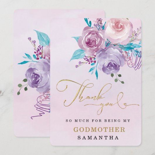 Persoonlijk Godmoeder dank je kaart (Voorkant / Achterkant)