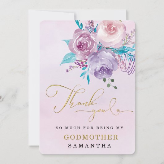 Persoonlijk Godmoeder dank je kaart (Voorkant)