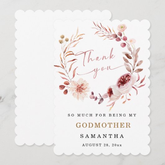Persoonlijk Godmoeder dank je kaart (Voorkant / Achterkant)