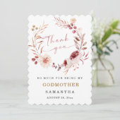 Persoonlijk Godmoeder dank je kaart (Staand voorkant)