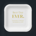 Persoonlijk Gold Beste Dag Overdag Weddenschap Papieren Bordje<br><div class="desc">Pas dit beste bord voor elke dag van de bruiloft aan met de bruid- en bruidsnamen en de trouwdatum. Geweldig voor de trouwreceptie,  de vrijgezellenpartij,  de vrijgezellenpartij,  vrijgezellenfeesten en repetitieve diners.</div>