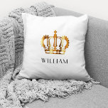 Persoonlijk Gold Crown White Kussen<br><div class="desc">Gepersonaliseerd Goud Wit Sierkussen.</div>