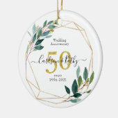Persoonlijk Gold Greenery 50 Jubileum Keramisch Ornament (Links)