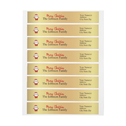 Persoonlijk Gold Santa Claus Return-adres (Vel)