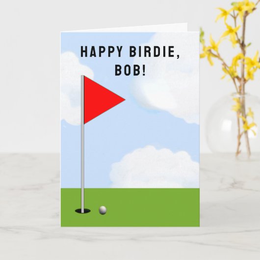 Persoonlijk Golf Birthday Kaart (Gele Bloem)