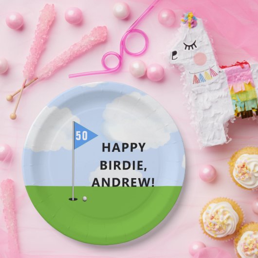 Persoonlijk Golf Birthday Papieren Bordje (Feest)