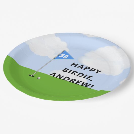 Persoonlijk Golf Birthday Papieren Bordje (Gekanteld)
