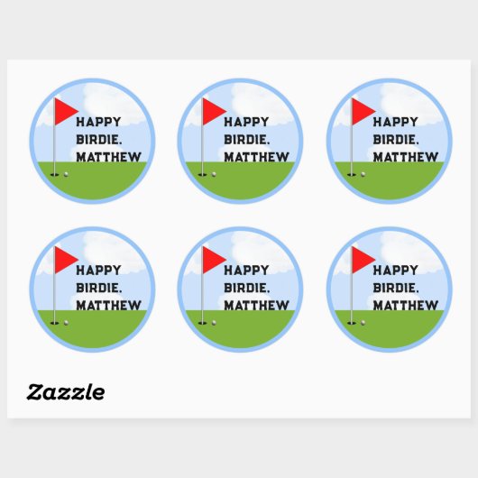 Persoonlijk Golf Birthday Ronde Sticker (Vel)
