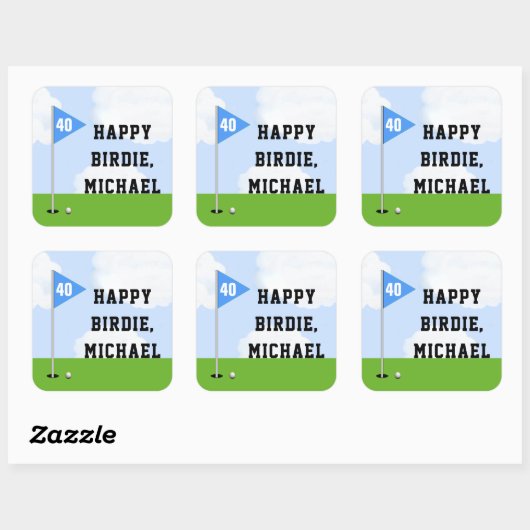 Persoonlijk Golf Birthday Vierkante Sticker (Vel)