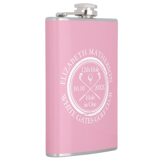 Persoonlijk Golf Hole in One Feminine Pink Heupfles (Rechts)